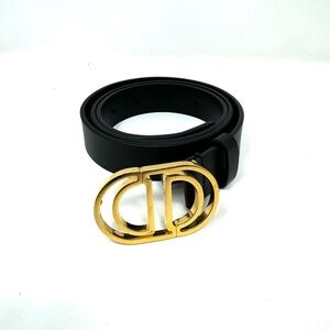 Dior 30 Montaigne CD Belt – Black Leather, Gold Buckle, Size 80